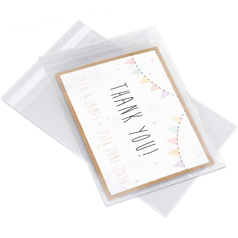 Pack It Chic - 5    X 7    (200 Pack) Clear Resealable Cello Poly Bags - Fits 5X7 Prints, Photos, A2 A4 A6 Cards & Envelopes - Self Seal - Image 1